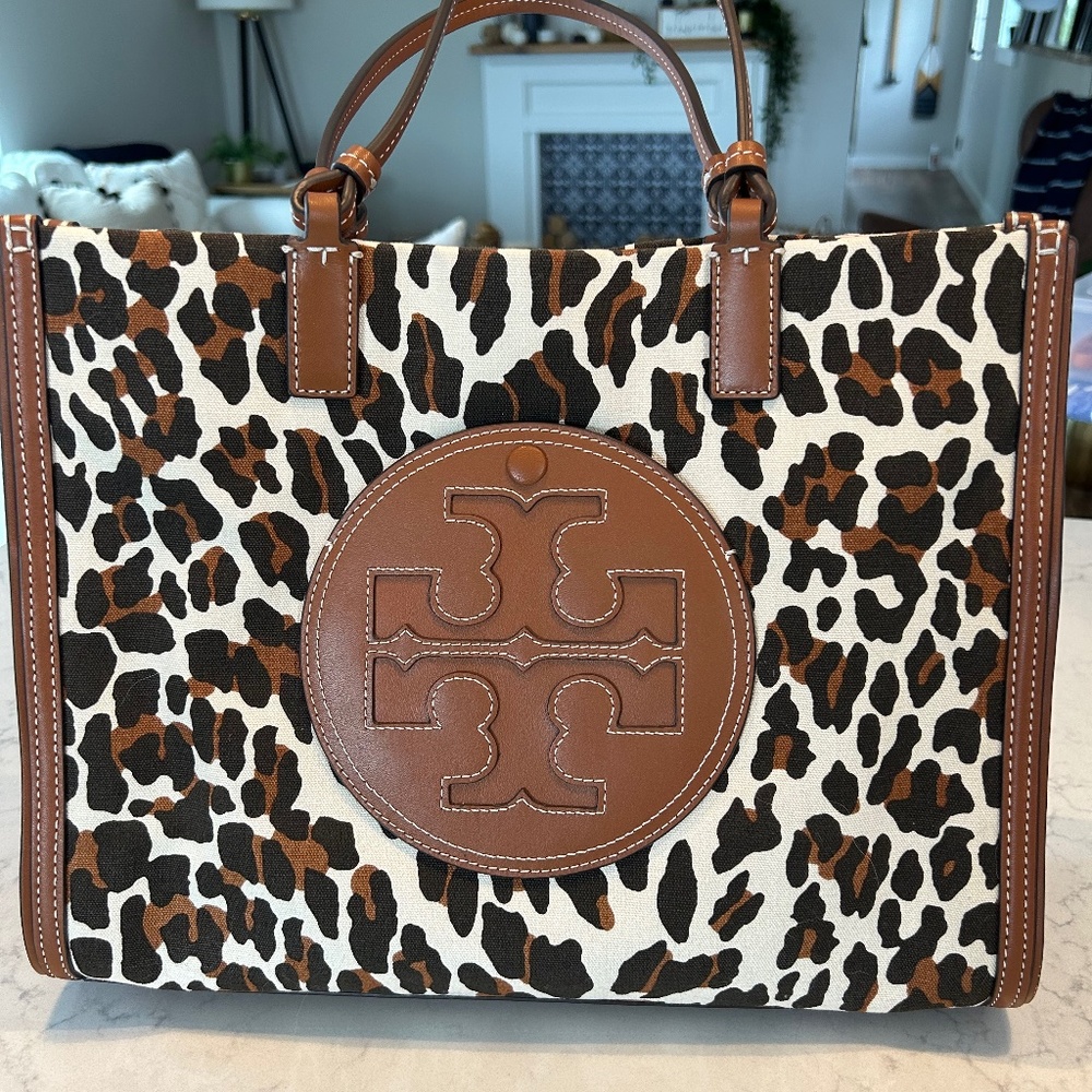 Tory Burch Ella Leopard Canvas Tote